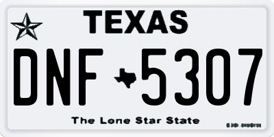 TX license plate DNF5307