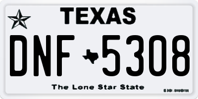 TX license plate DNF5308