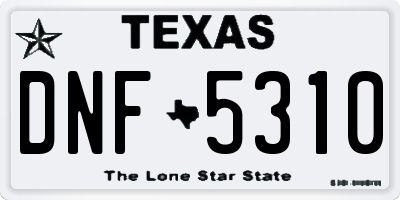 TX license plate DNF5310