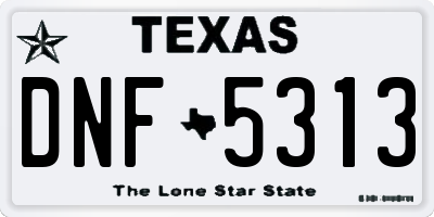 TX license plate DNF5313
