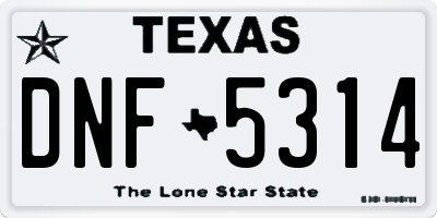 TX license plate DNF5314