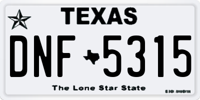 TX license plate DNF5315