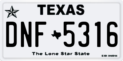 TX license plate DNF5316