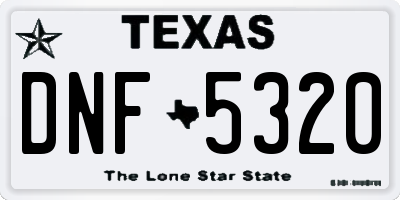 TX license plate DNF5320