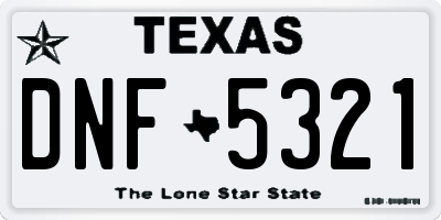 TX license plate DNF5321