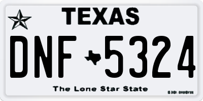 TX license plate DNF5324
