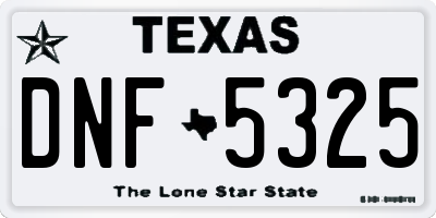 TX license plate DNF5325