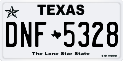 TX license plate DNF5328