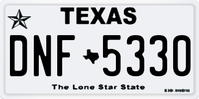 TX license plate DNF5330