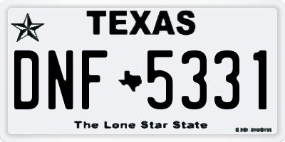 TX license plate DNF5331