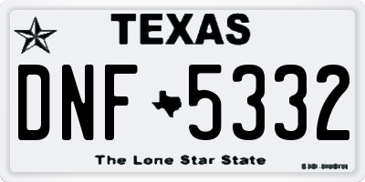TX license plate DNF5332