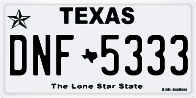 TX license plate DNF5333