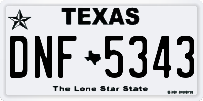 TX license plate DNF5343