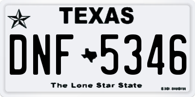 TX license plate DNF5346