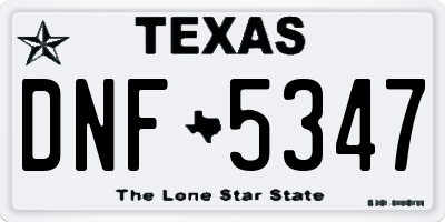 TX license plate DNF5347