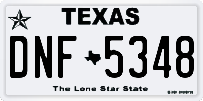 TX license plate DNF5348