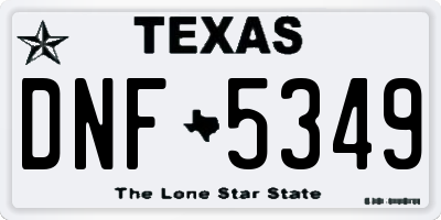 TX license plate DNF5349
