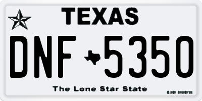 TX license plate DNF5350