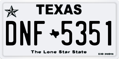 TX license plate DNF5351