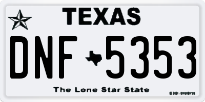TX license plate DNF5353