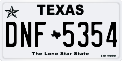 TX license plate DNF5354