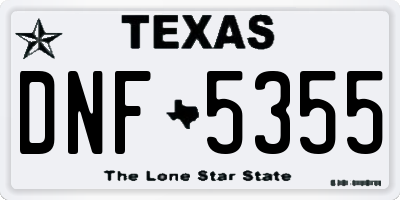 TX license plate DNF5355