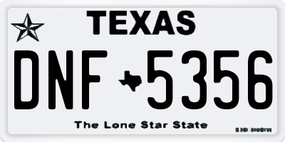 TX license plate DNF5356
