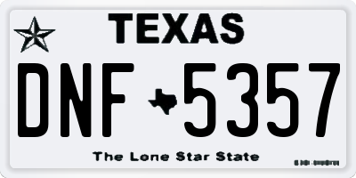 TX license plate DNF5357