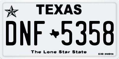 TX license plate DNF5358