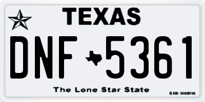 TX license plate DNF5361