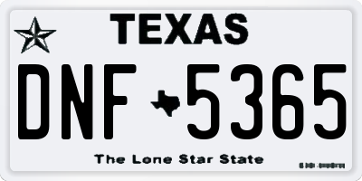 TX license plate DNF5365