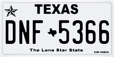 TX license plate DNF5366