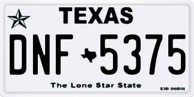 TX license plate DNF5375