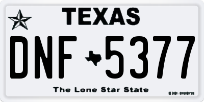 TX license plate DNF5377