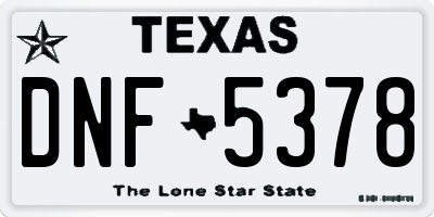 TX license plate DNF5378