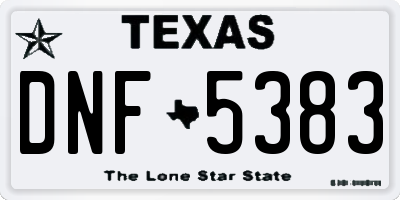 TX license plate DNF5383