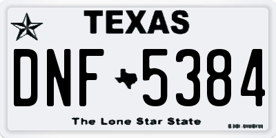 TX license plate DNF5384