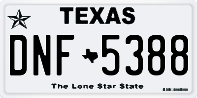 TX license plate DNF5388