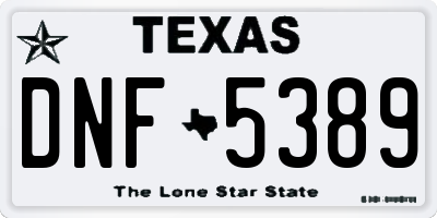 TX license plate DNF5389