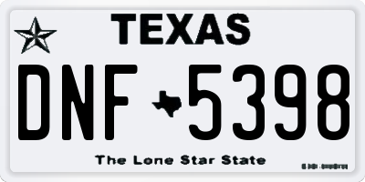 TX license plate DNF5398