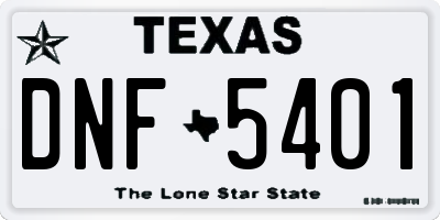 TX license plate DNF5401