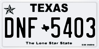 TX license plate DNF5403