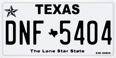 TX license plate DNF5404