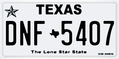 TX license plate DNF5407
