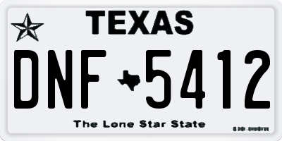 TX license plate DNF5412