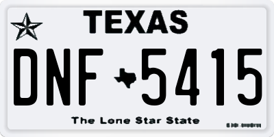 TX license plate DNF5415