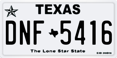TX license plate DNF5416