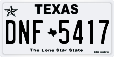 TX license plate DNF5417
