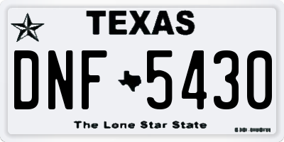 TX license plate DNF5430