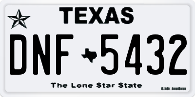 TX license plate DNF5432